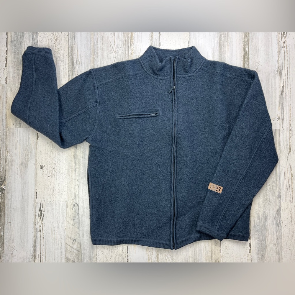 VINTAGE CB Sports Women's Blue Wool Zip-up Jacket‎ | X-Large